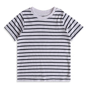 Boys White Black Cotton Striped T-Shirt Regular Fit Casual Wear