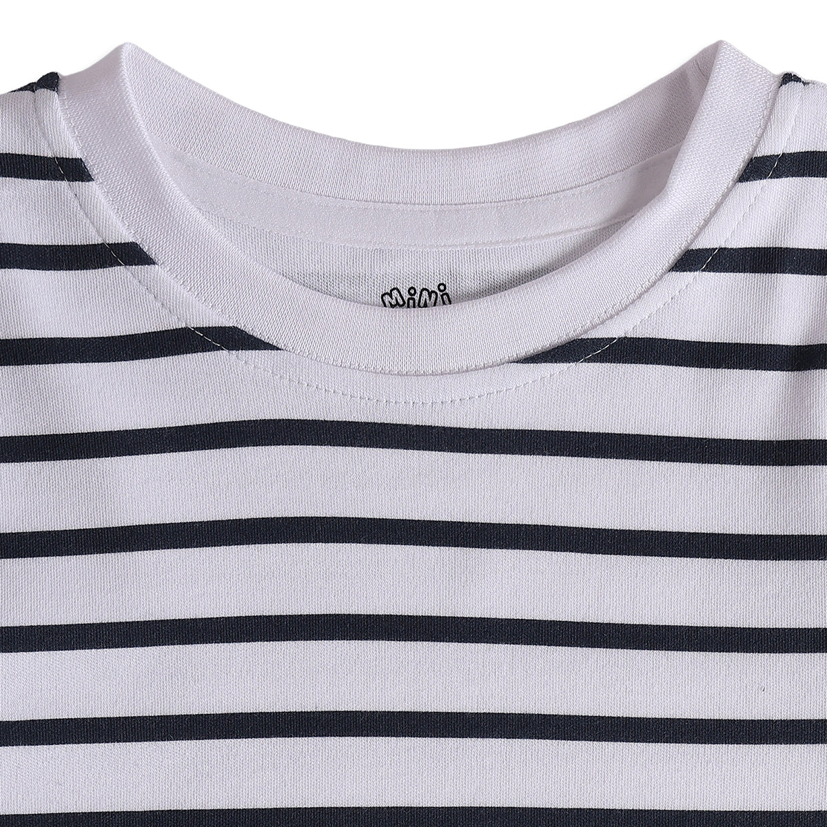 Boys White Black Cotton Striped T-Shirt Regular Fit Casual Wear