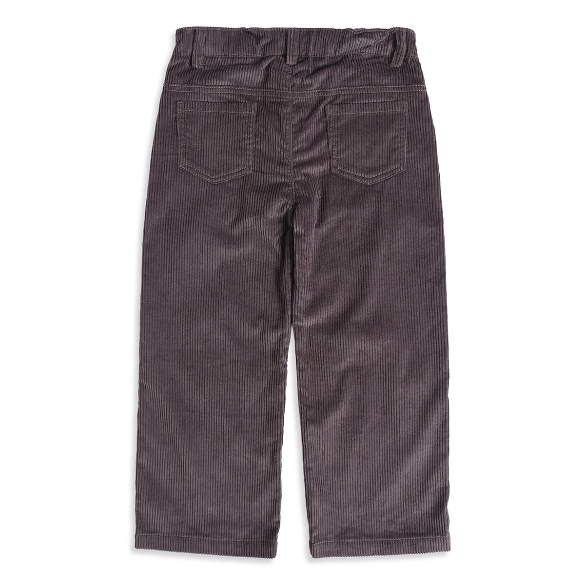 Baby Boys Dark Grey Cotton Blend Solid Corduroy Pant Regular Fit Casual Wear
