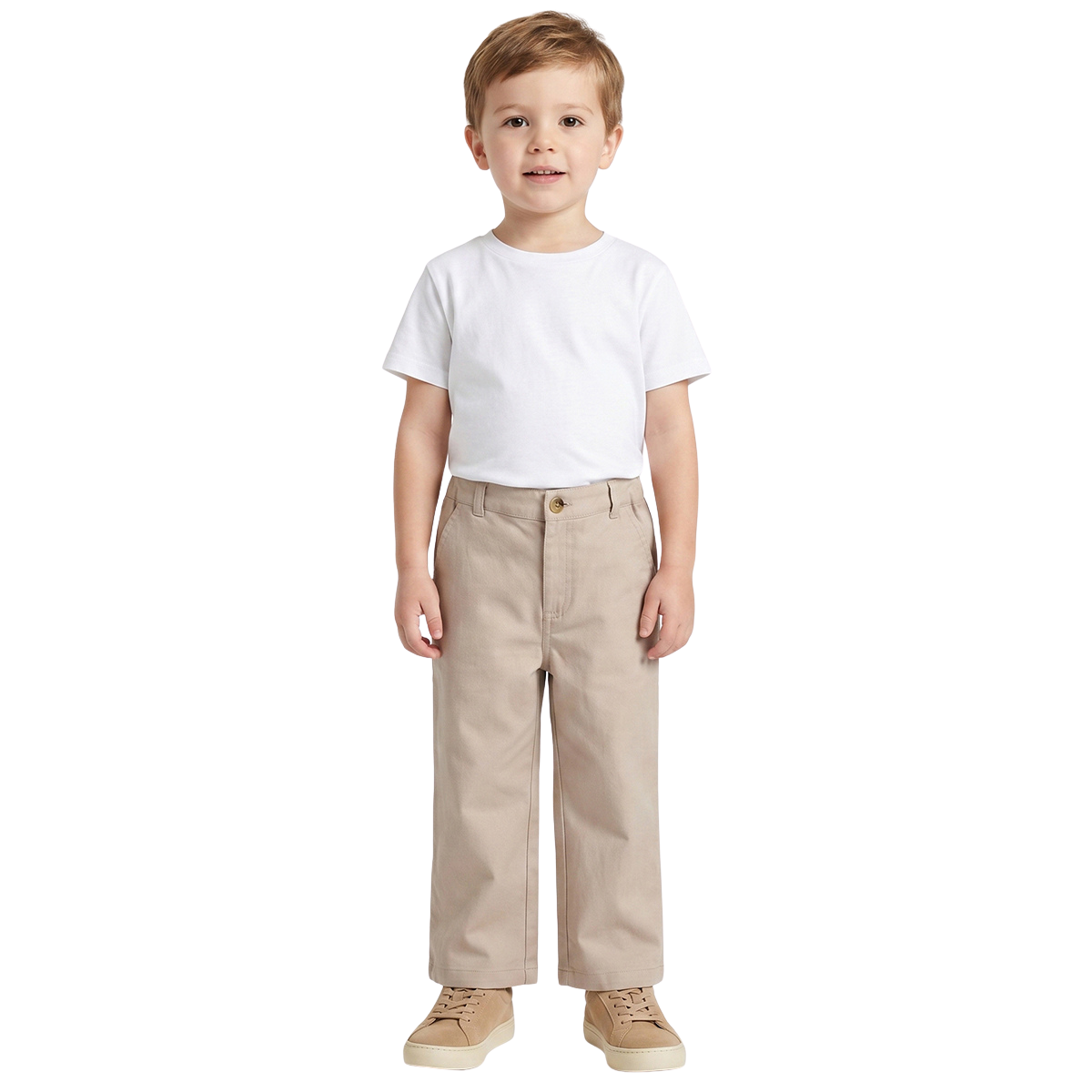 Boys Beige Woven Regular Fit Casual Wear
