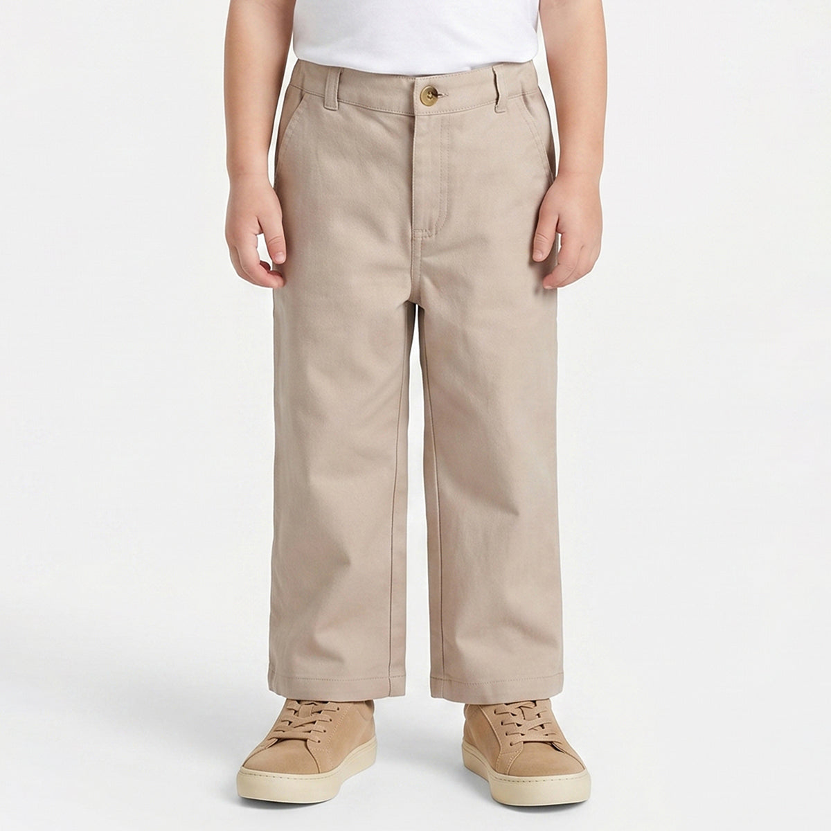 Boys Beige Woven Regular Fit Casual Wear