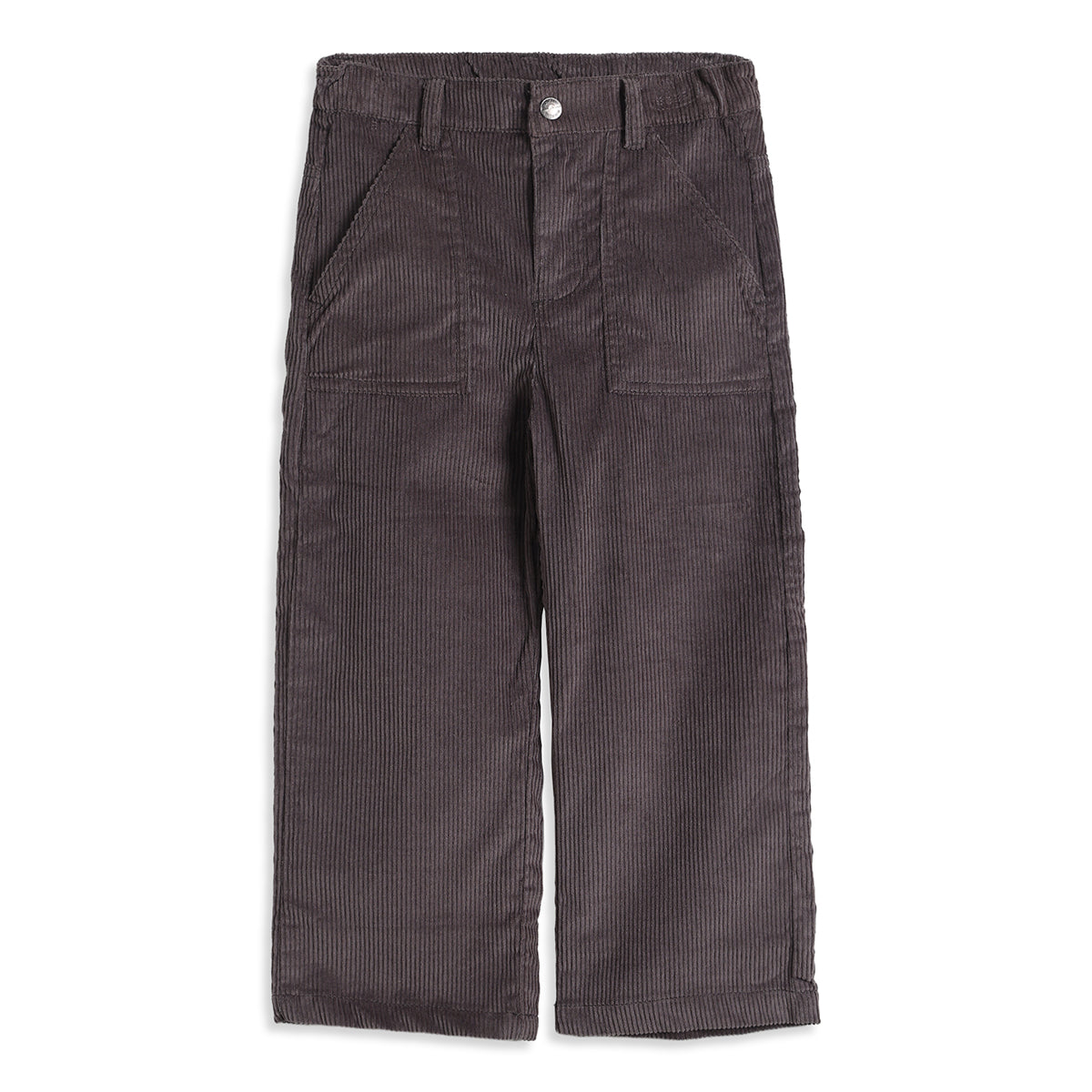 Boys Charcoal Cotton Corduroy Pants Wide-Leg Casual Wear