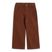 Boys Brown Cotton Wide-Leg Pants for Casual Wear