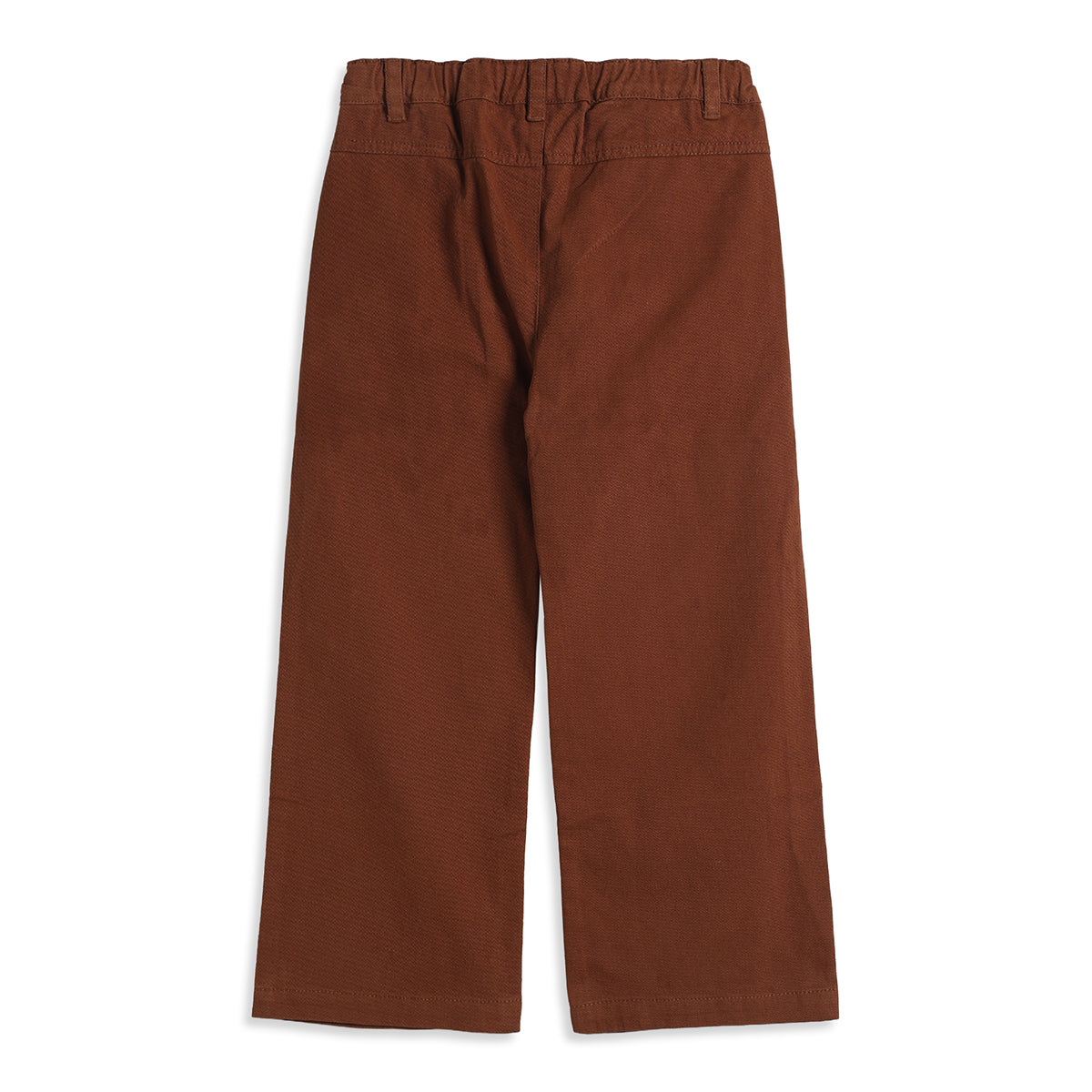 Boys Brown Cotton Wide-Leg Pants for Casual Wear