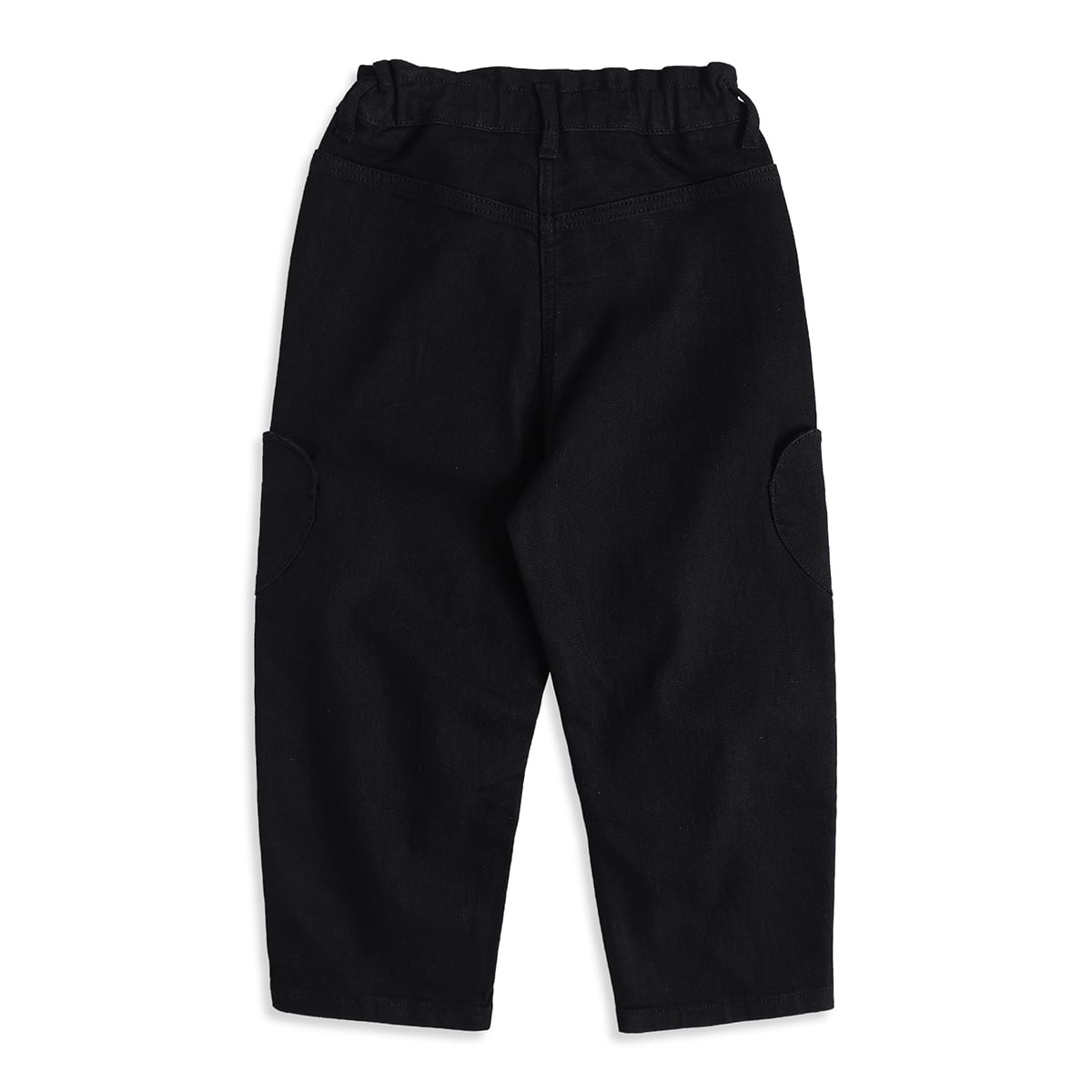Baby Girls Black Cotton Blend Denim Pant Regular Fit Casual Wear