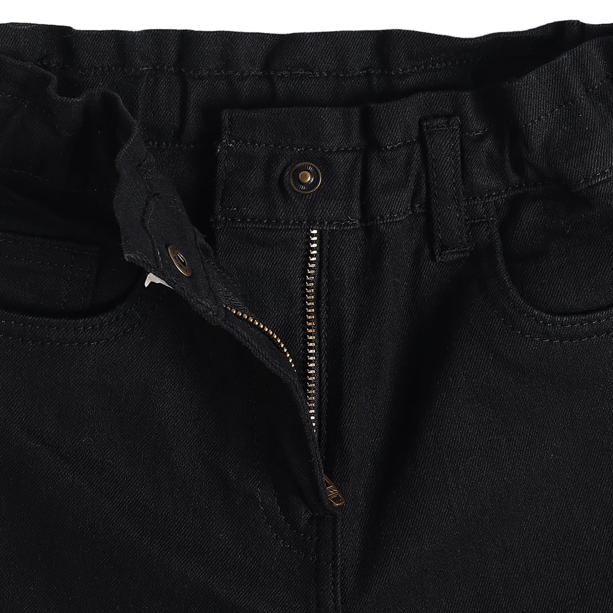 Baby Girls Black Cotton Blend Denim Pant Regular Fit Casual Wear