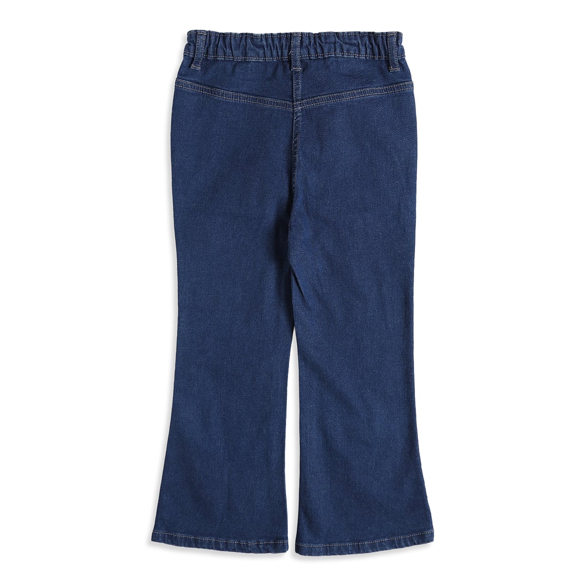Baby Girls Blue Cotton Blend Solid Flared Denim Pant Regular Fit Casual Wear