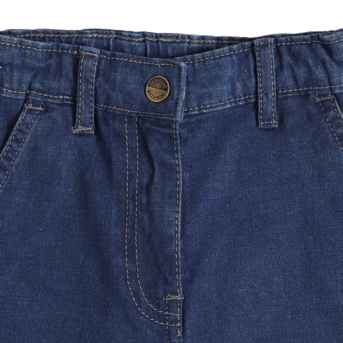 Baby Girls Blue Cotton Blend Solid Flared Denim Pant Regular Fit Casual Wear