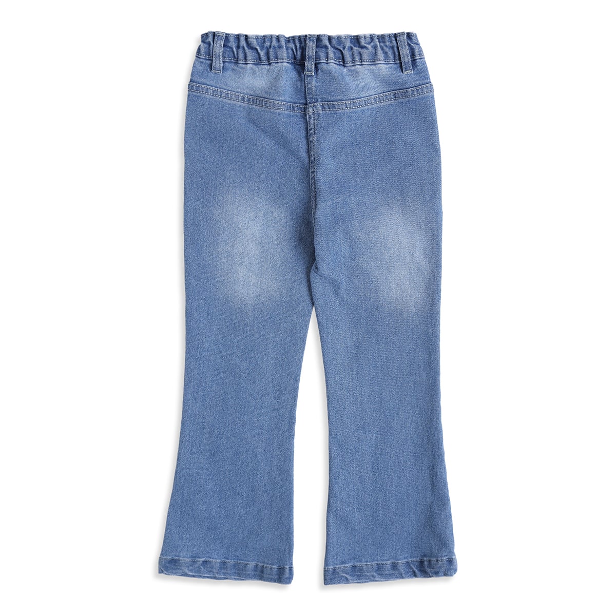 Baby Girls Blue Cotton Denim Flared Pants Regular Fit Casual Wear