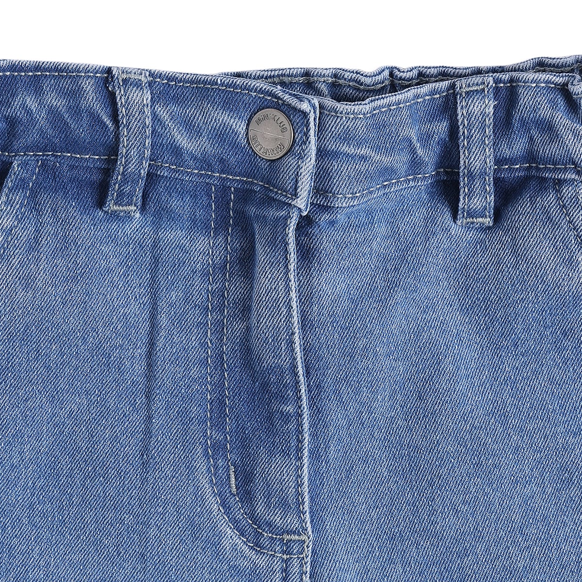 Baby Girls Blue Cotton Denim Flared Pants Regular Fit Casual Wear
