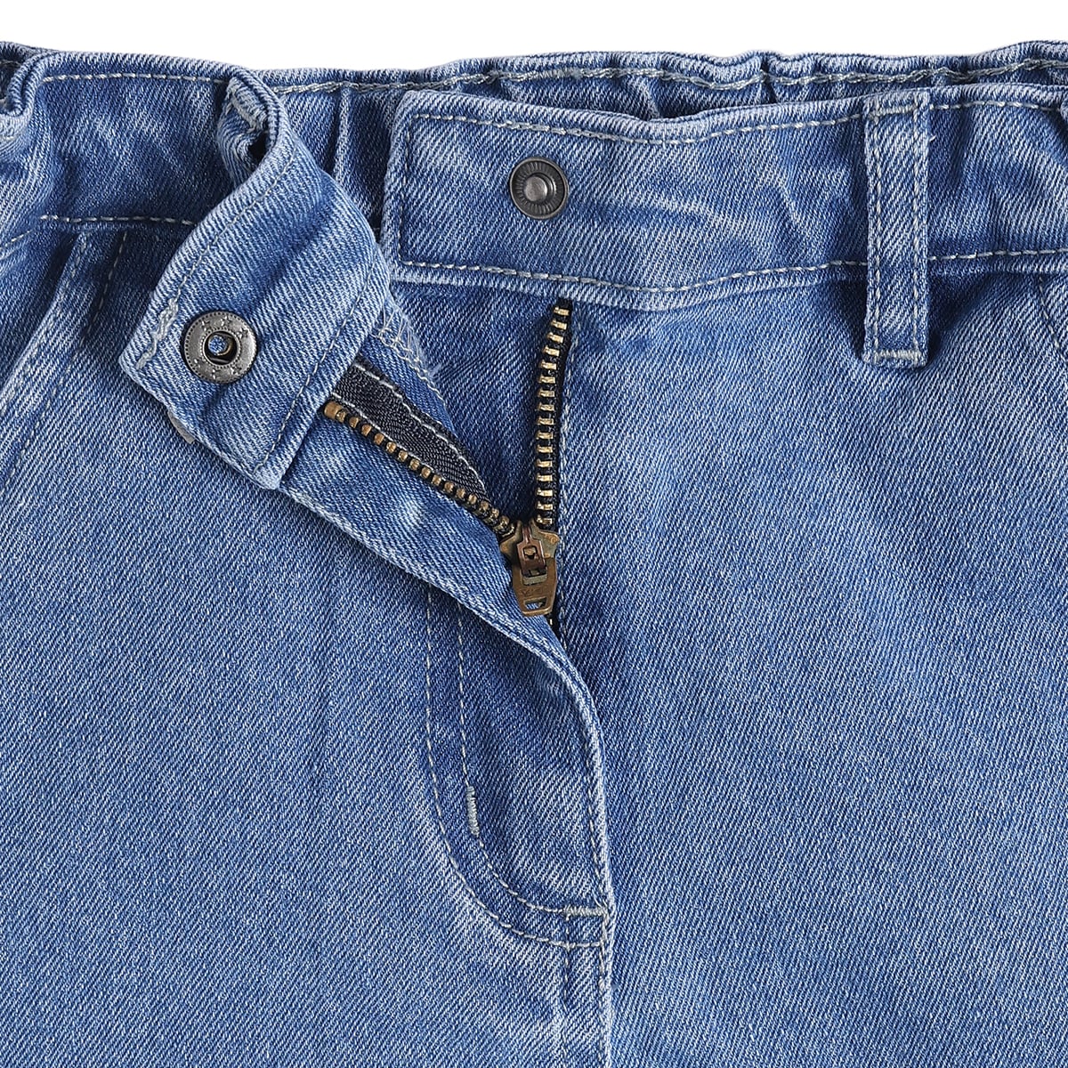 Baby Girls Blue Cotton Denim Flared Pants Regular Fit Casual Wear