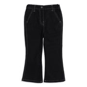 Baby Boys Black Cotton Denim Contrast Stitch Flared Pants Regular Fit Casual Wear