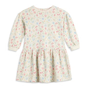 Girls Cream Cotton Floral and Butterfly Dress Full Sleeve Casual Wear