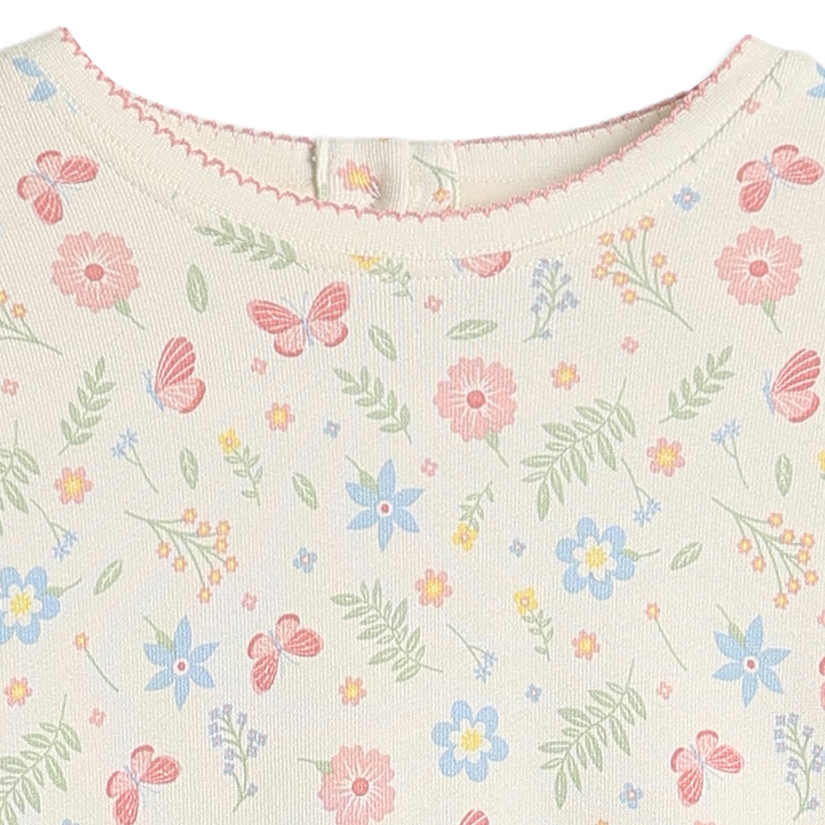 Girls Cream Cotton Floral and Butterfly Dress Full Sleeve Casual Wear