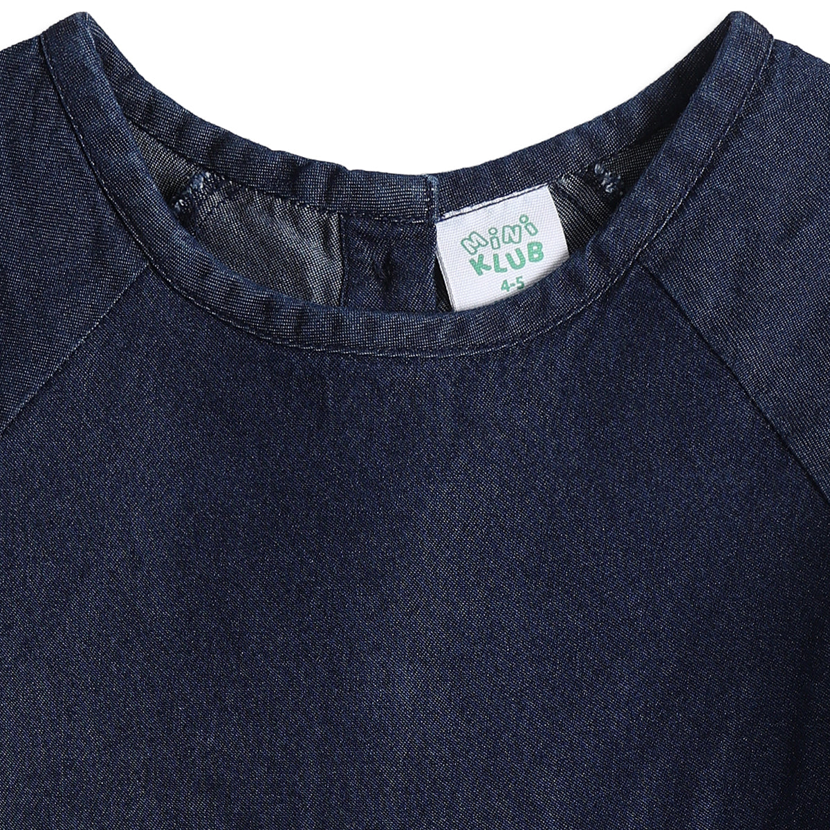 Baby Girls Navy Blue Embroidered Denim Dress Regular Fit.