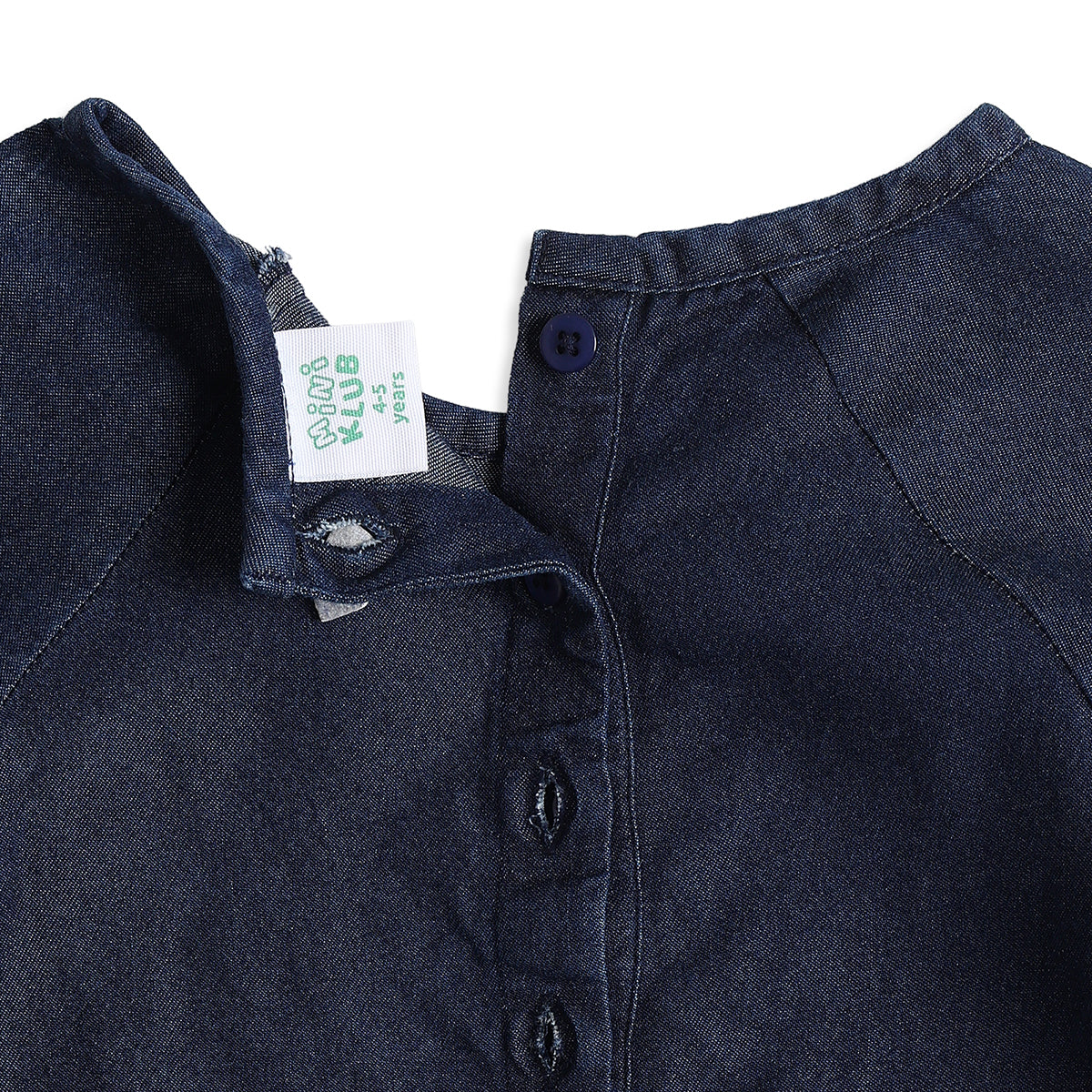 Baby Girls Navy Blue Embroidered Denim Dress Regular Fit.