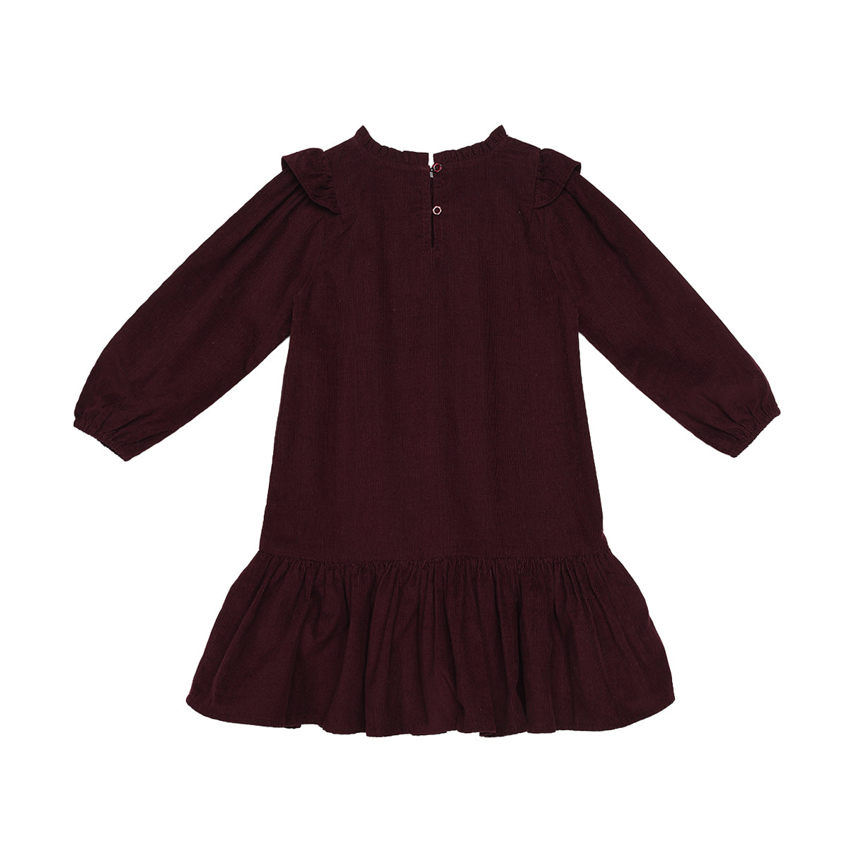 Girls Maroon Floral Embroidered Dress Regular Fit Casual Kids Dress