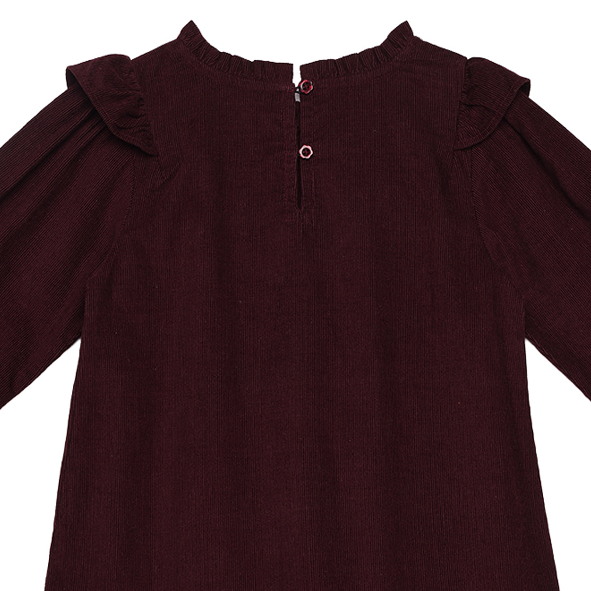 Girls Maroon Floral Embroidered Dress Regular Fit Casual Kids Dress
