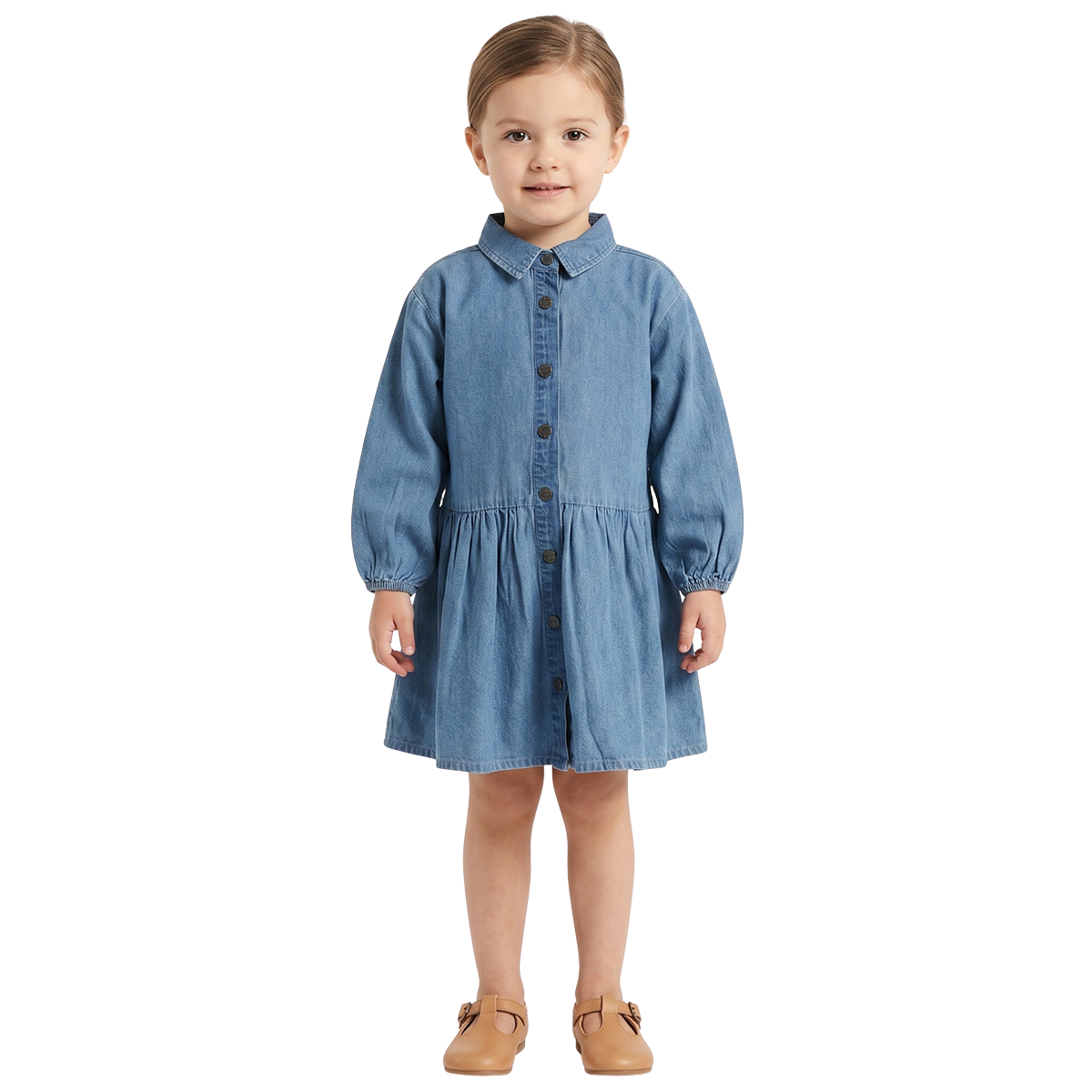 Baby Girls Blue Denim Dress Regular Fit