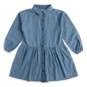 Baby Girls Blue Denim Dress Regular Fit .