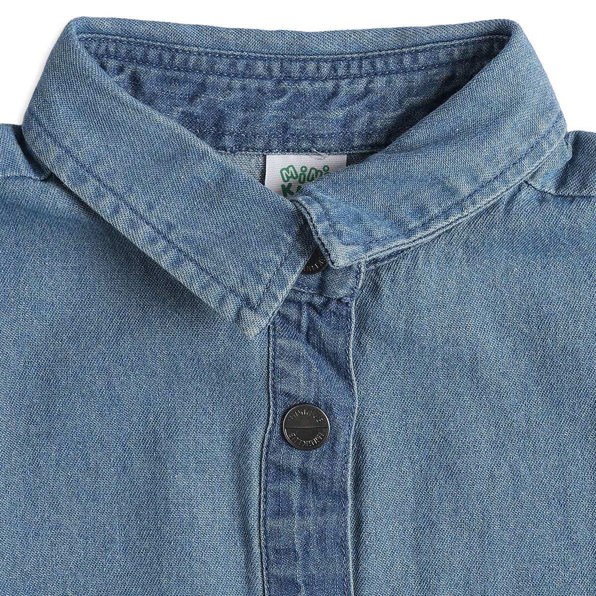 Baby Girls Blue Denim Dress Regular Fit .