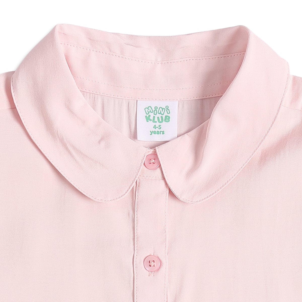 Baby Girls Pink Cotton Blend Solid Shirt Dress With Tie-Up Belt Regular Fit Casual Wear