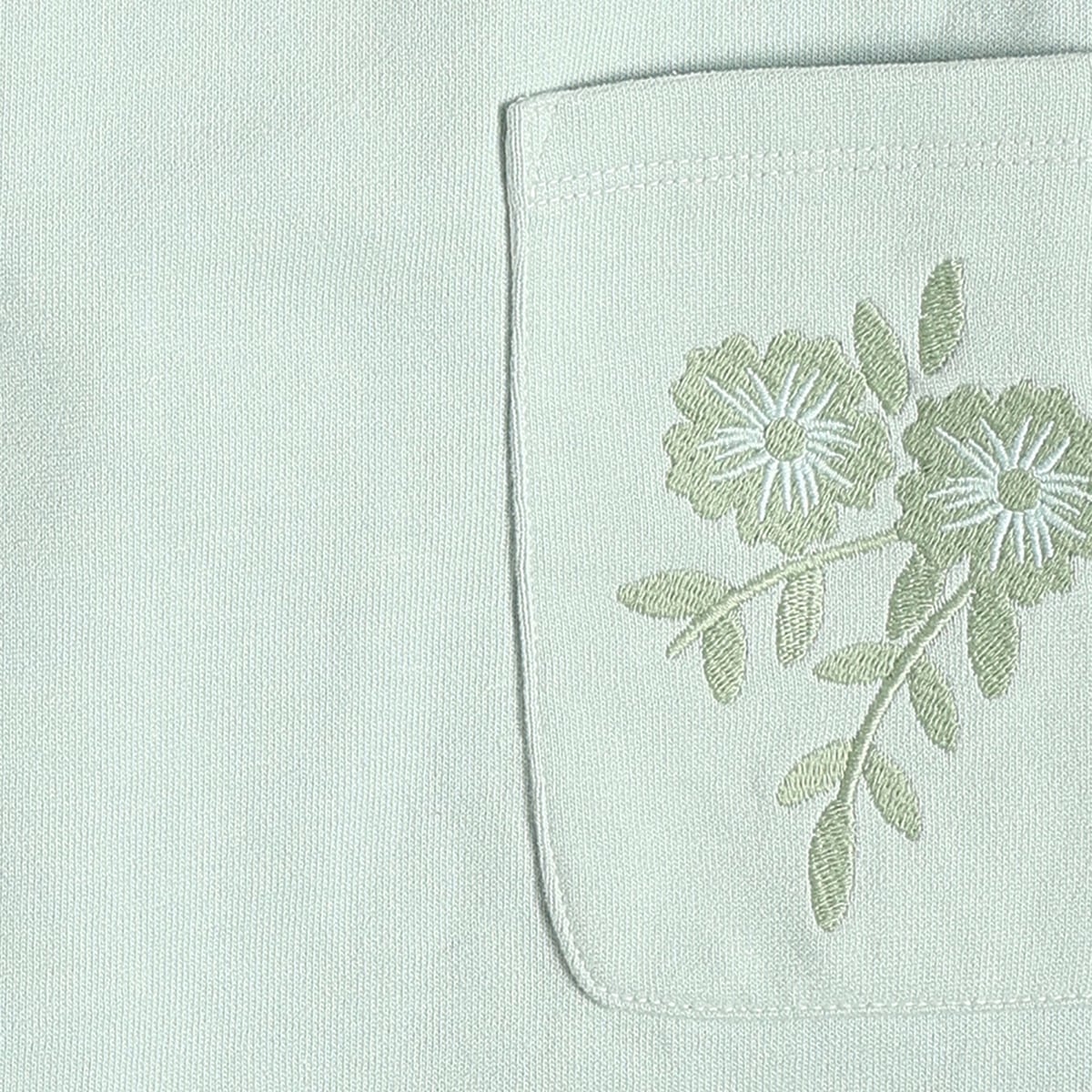 Baby Girls Mint Green Cotton Blend Floral Embroidered Cargo Jogger Pants Regular Fit Casual Wear