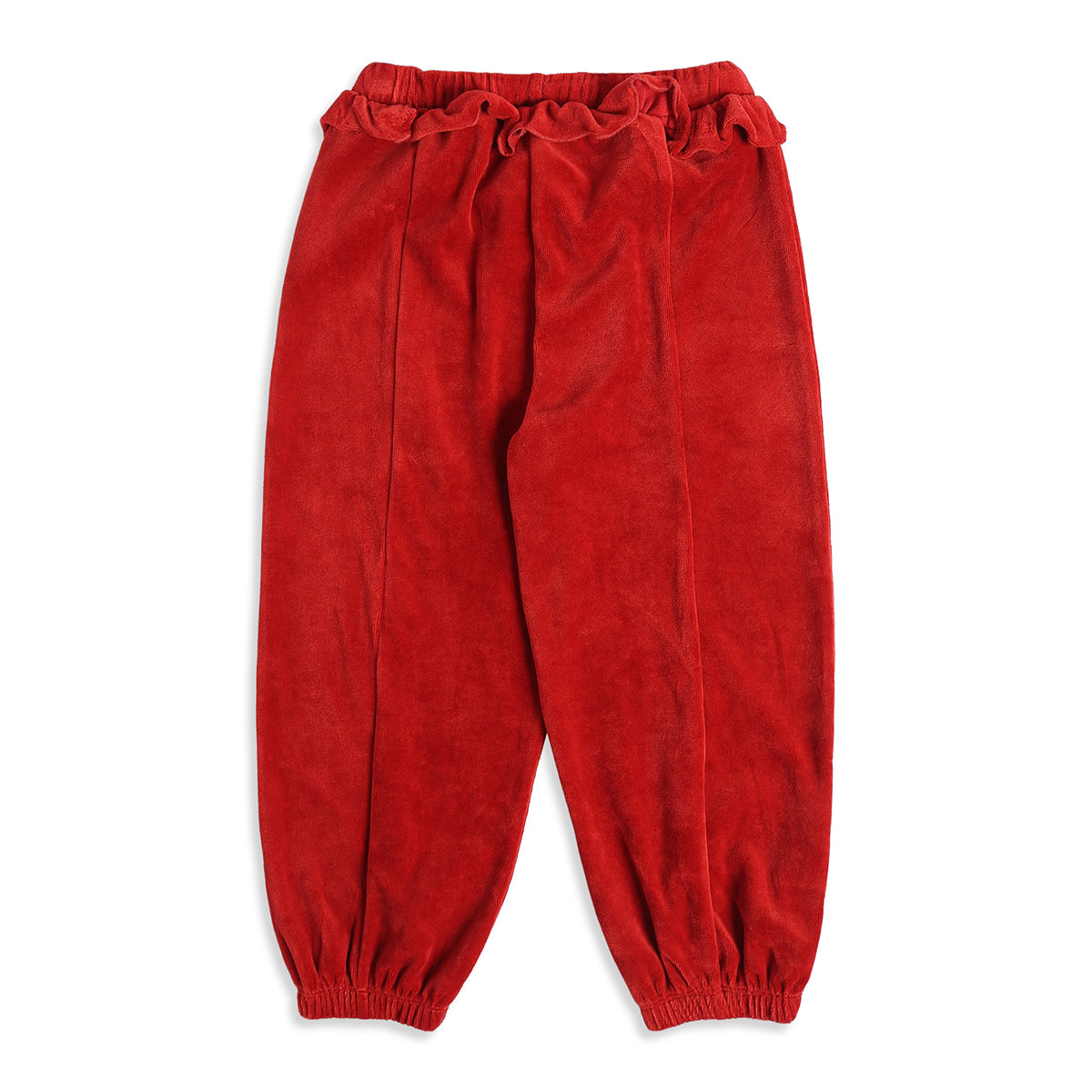 Girls Red Velour Jogger Pants Regular Fit Casual Kids Bottoms