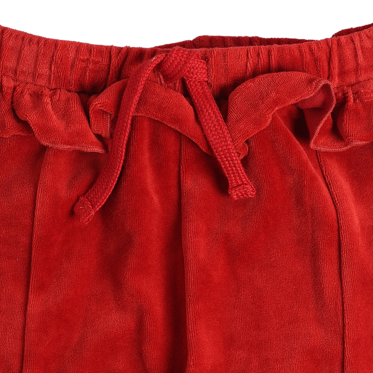 Girls Red Velour Jogger Pants Regular Fit Casual Kids Bottoms