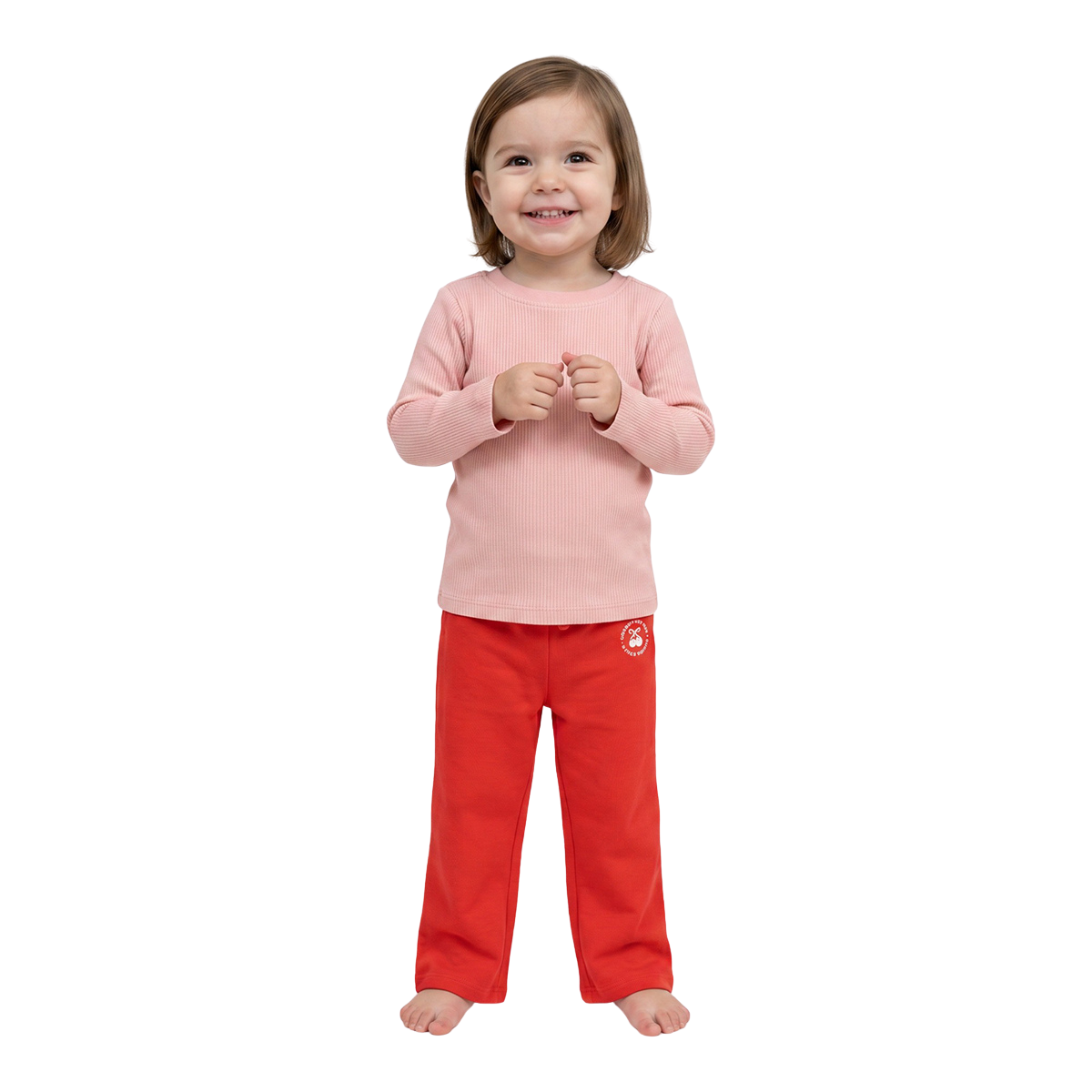 Girls Red Cotton Wide Leg Pants Regular Fit Casual Kids Bottoms