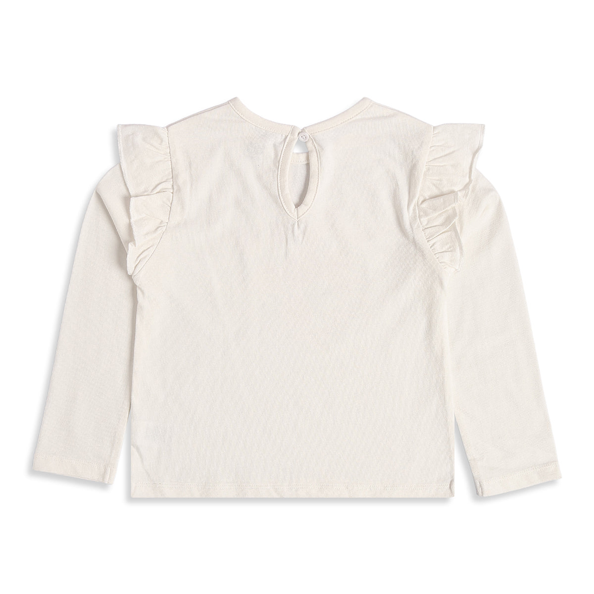 Girls Off White Cotton Floral Print Top Regular Fit Casual Kids Top