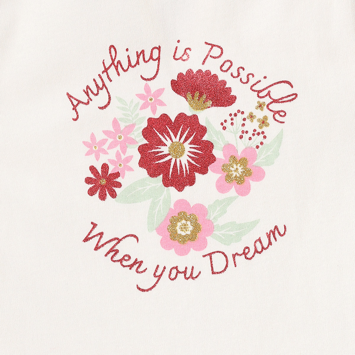 Girls Off White Cotton Floral Print Top Regular Fit Casual Kids Top
