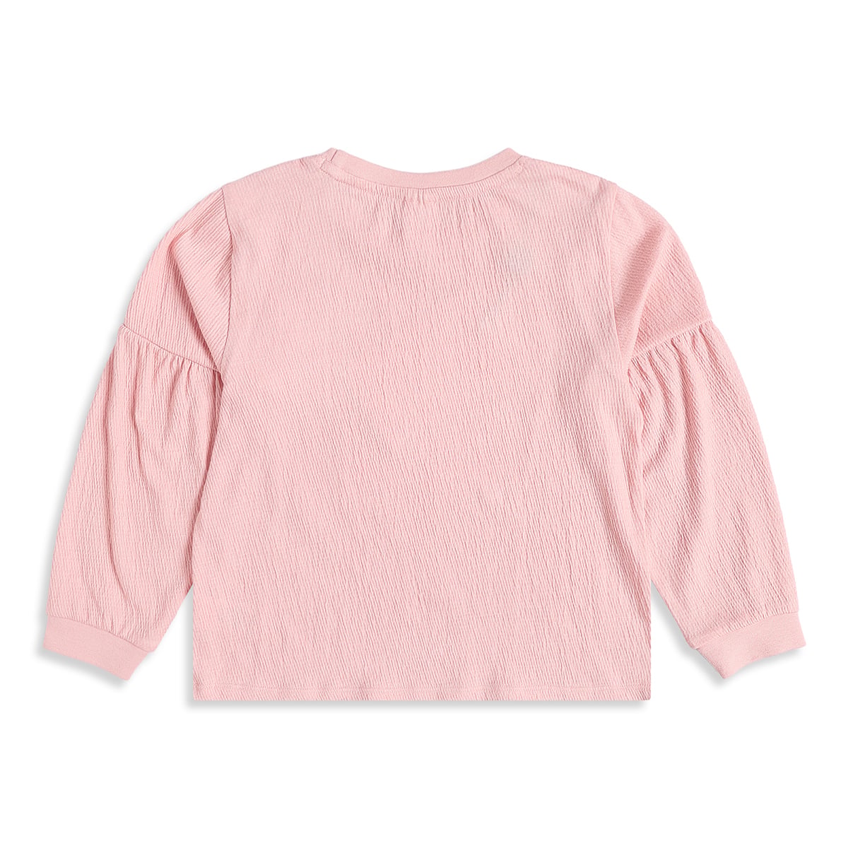 Baby Girls Pink Cotton Blend Butterfly Embroidered Knit Top Regular Fit Casual Wear