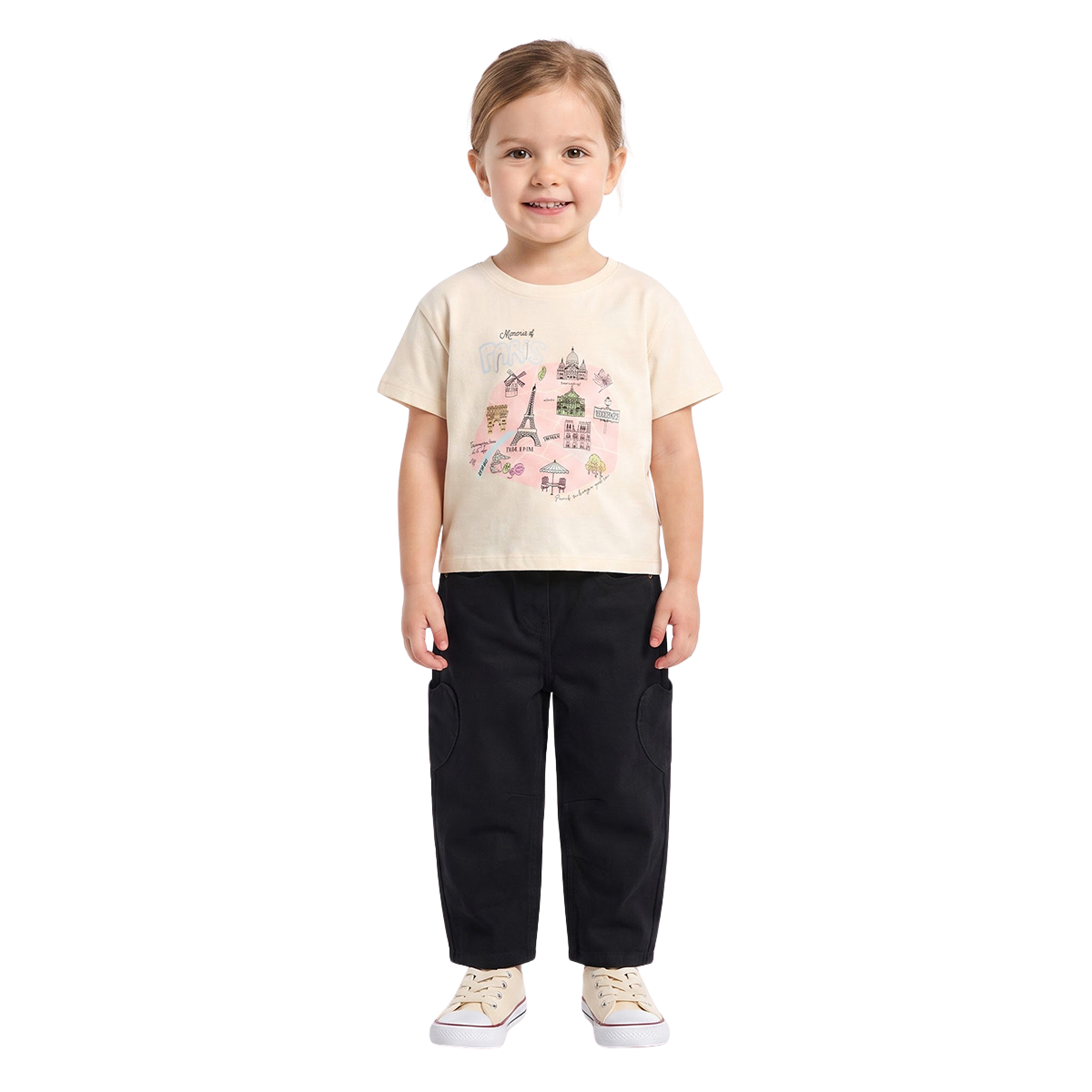 Girls Cream Cotton Paris Graphic T Shirt Short Sleeve Casual Wear