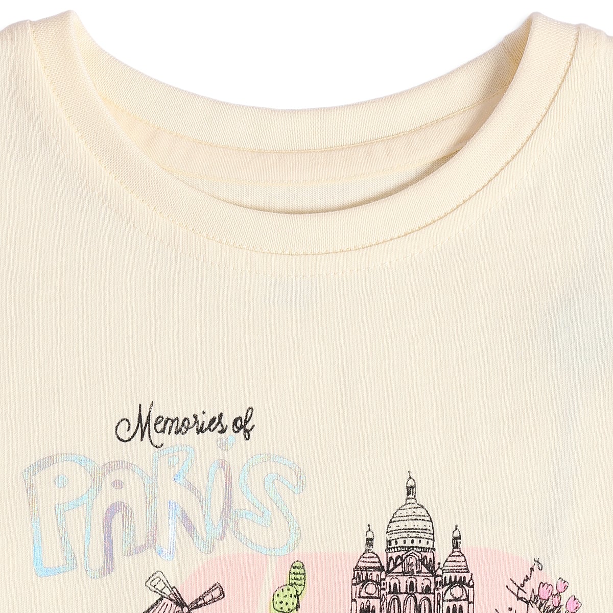 Girls Cream Cotton Paris Graphic T-Shirt Short Sleeve Casual Wear