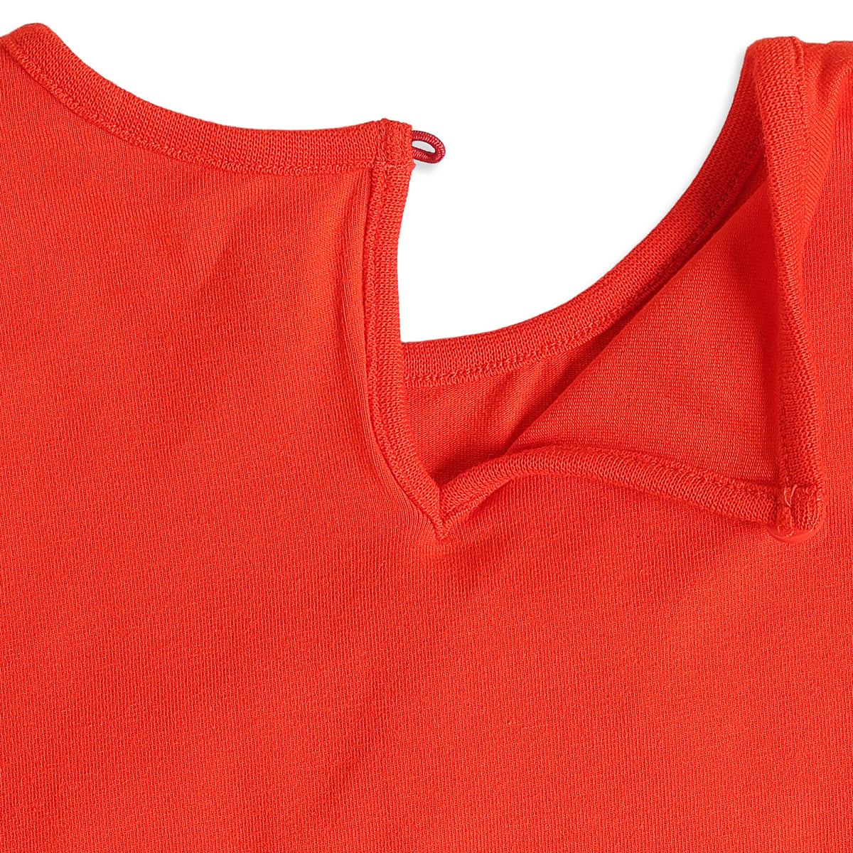 Girls Red Cotton Bow Detail T-Shirt Puff Sleeve Casual Wear