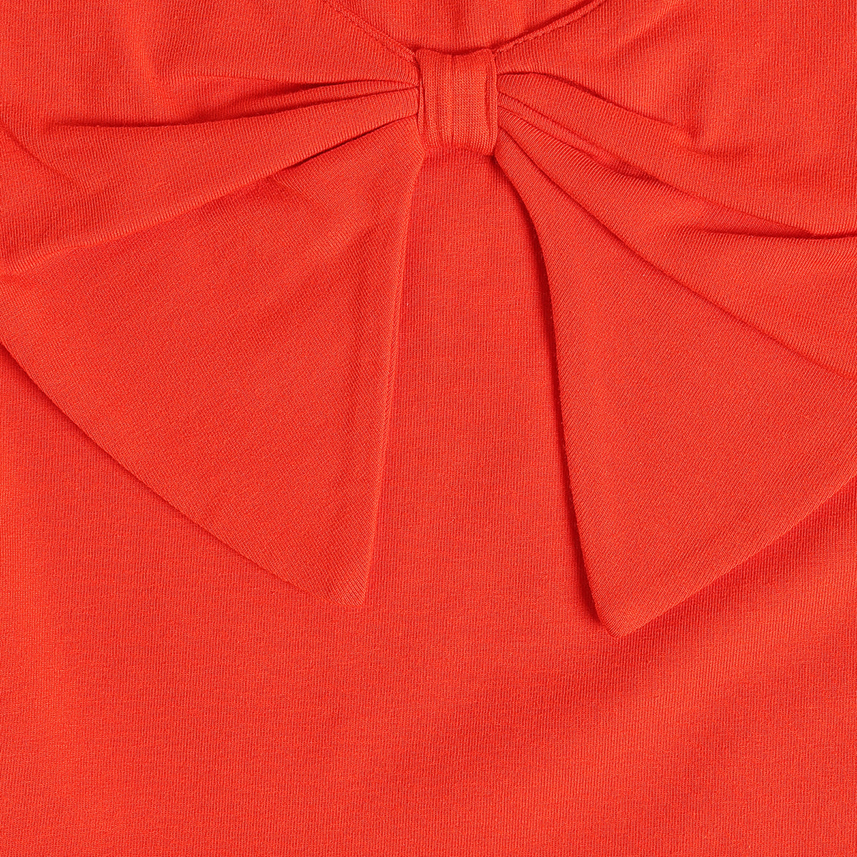 Girls Red Cotton Bow Detail T-Shirt Puff Sleeve Casual Wear