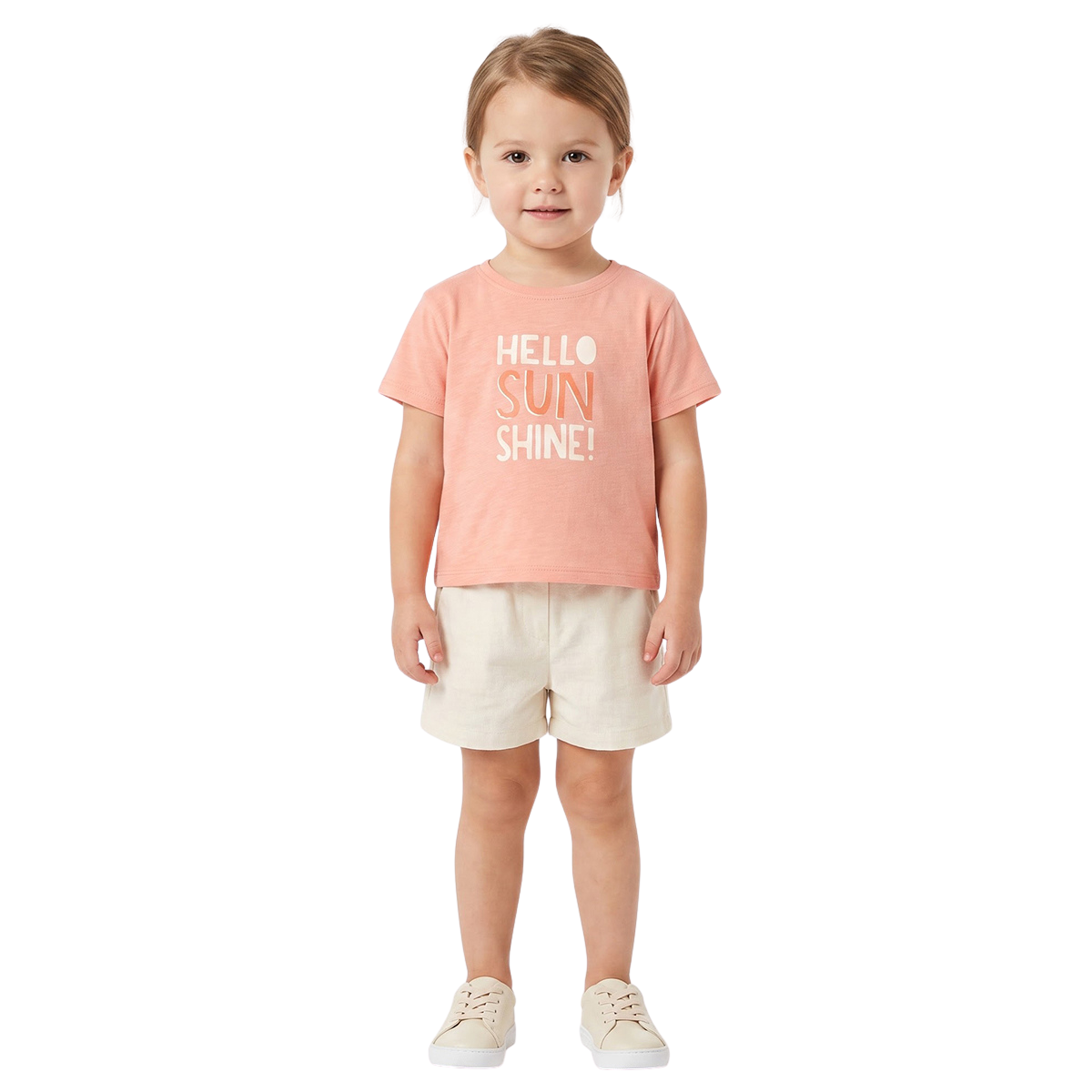 Girls Peach Cotton Slogan Graphic T Shirt Casual Kids T Shirt