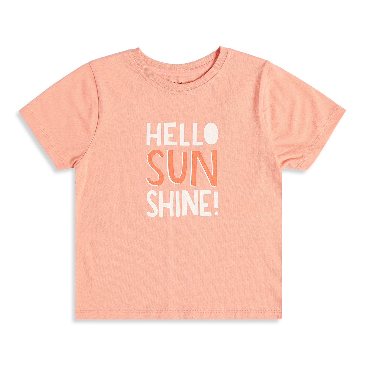 Girls Peach Cotton Slogan Graphic T-Shirt Regular Fit Casual Kids T-Shirt