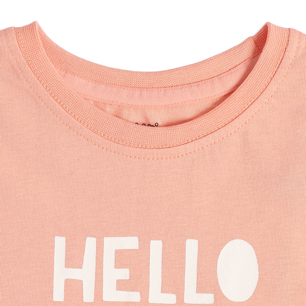 Girls Peach Cotton Slogan Graphic T-Shirt Regular Fit Casual Kids T-Shirt