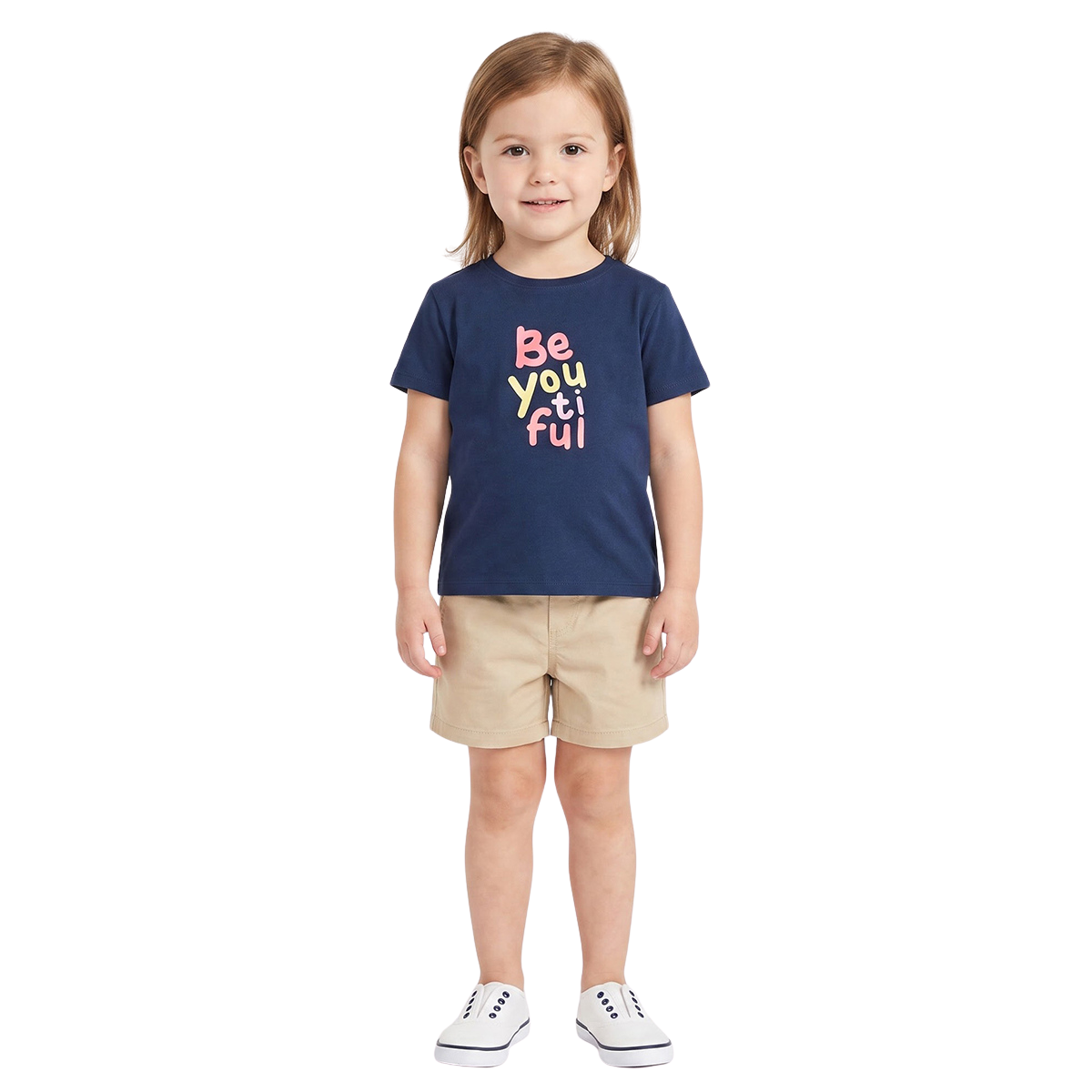 Girls Navy Blue Cotton Slogan Graphic T Shirt Casual Kids T Shirt
