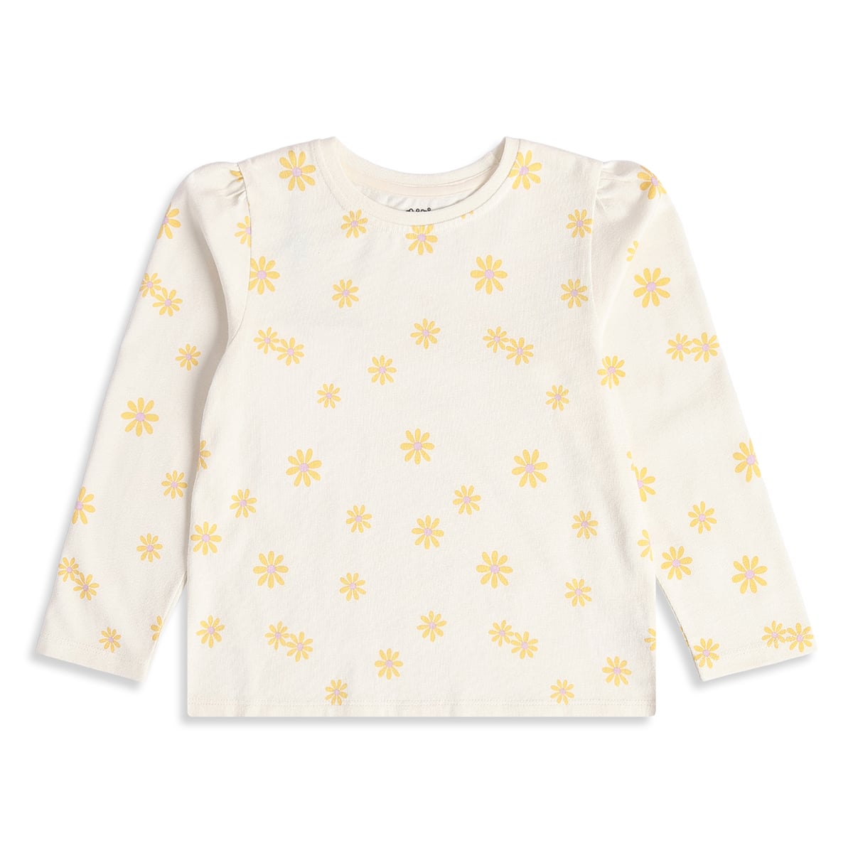 Baby Girls Off White Cotton Blend Floral Print T Shirt Regular Fit