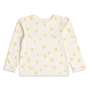 Baby Girls Off White Cotton Blend Floral Print T Shirt Regular Fit