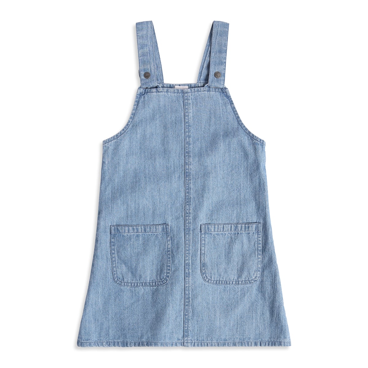 Baby Girls Blue and Off-White Cotton Blend Denim Pinafore Set Regular Fit Casual Wear