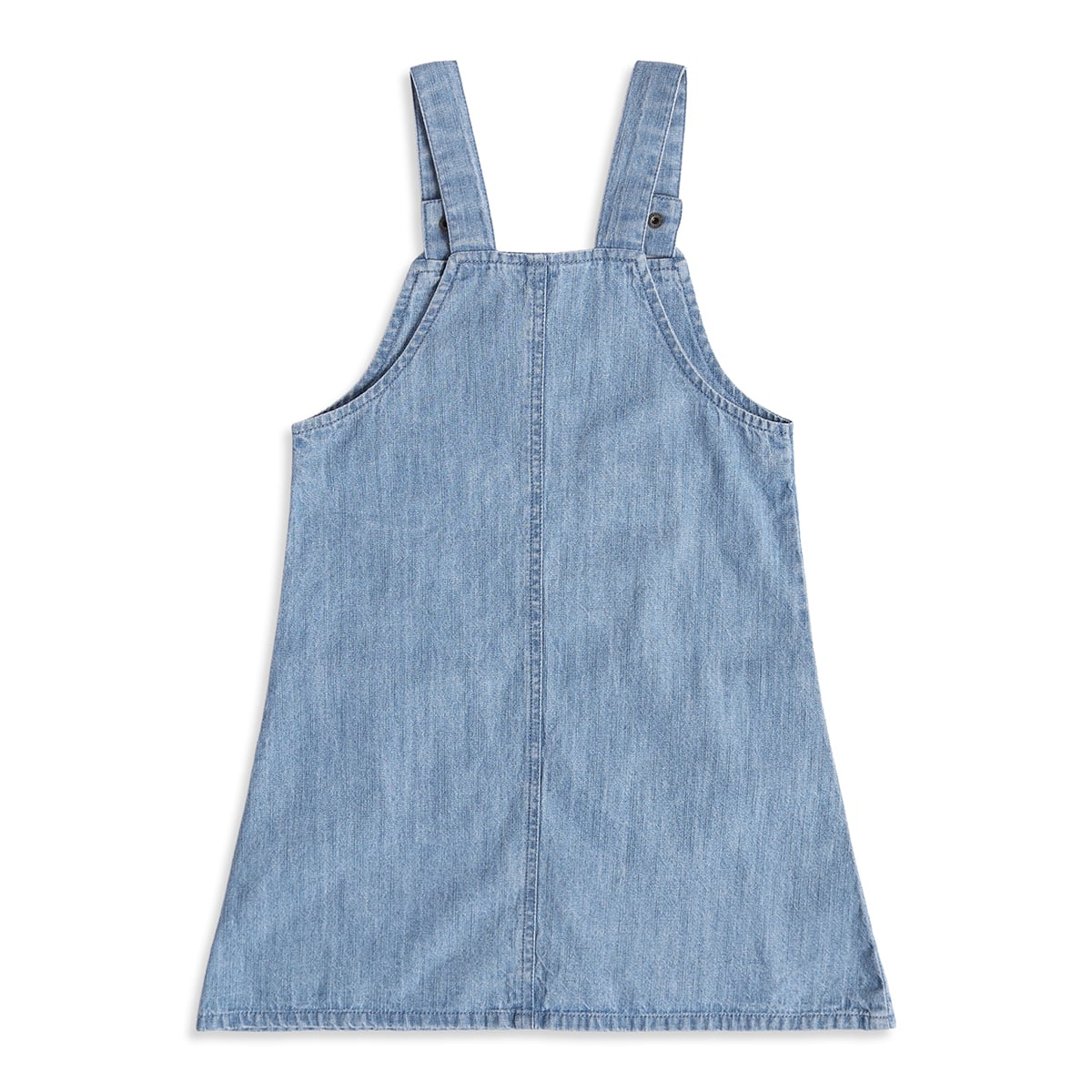 Baby Girls Blue and Off-White Cotton Blend Denim Pinafore Set Regular Fit Casual Wear