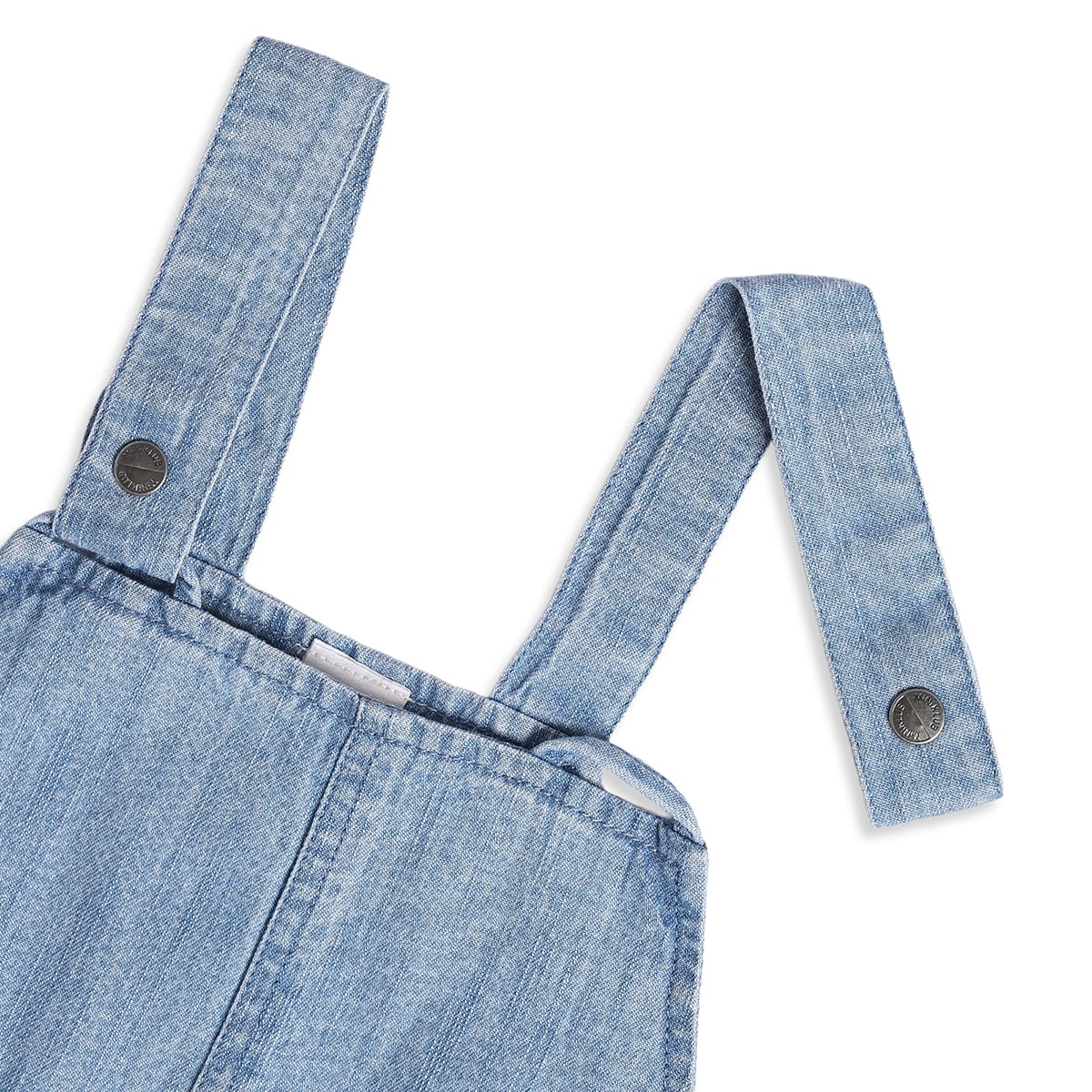 Baby Girls Blue and Off-White Cotton Blend Denim Pinafore Set Regular Fit Casual Wear