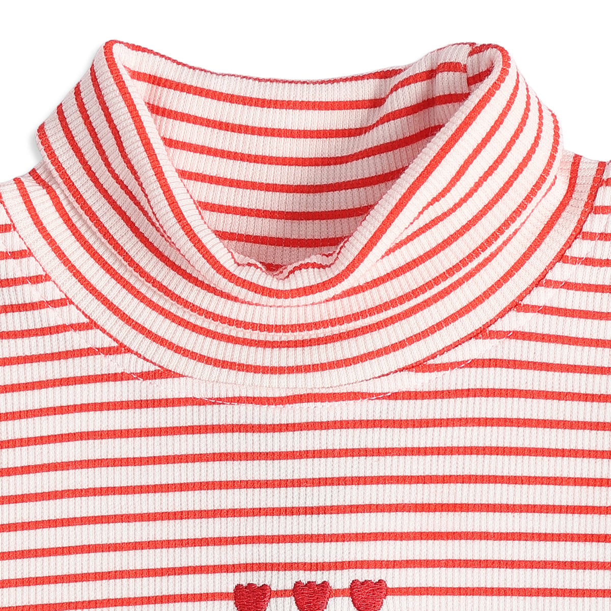 Baby Girls Red and White Striped Floral Embroidered Pinafore Set