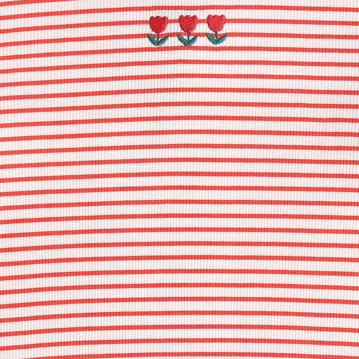 Baby Girls Red and White Striped Floral Embroidered Pinafore Set