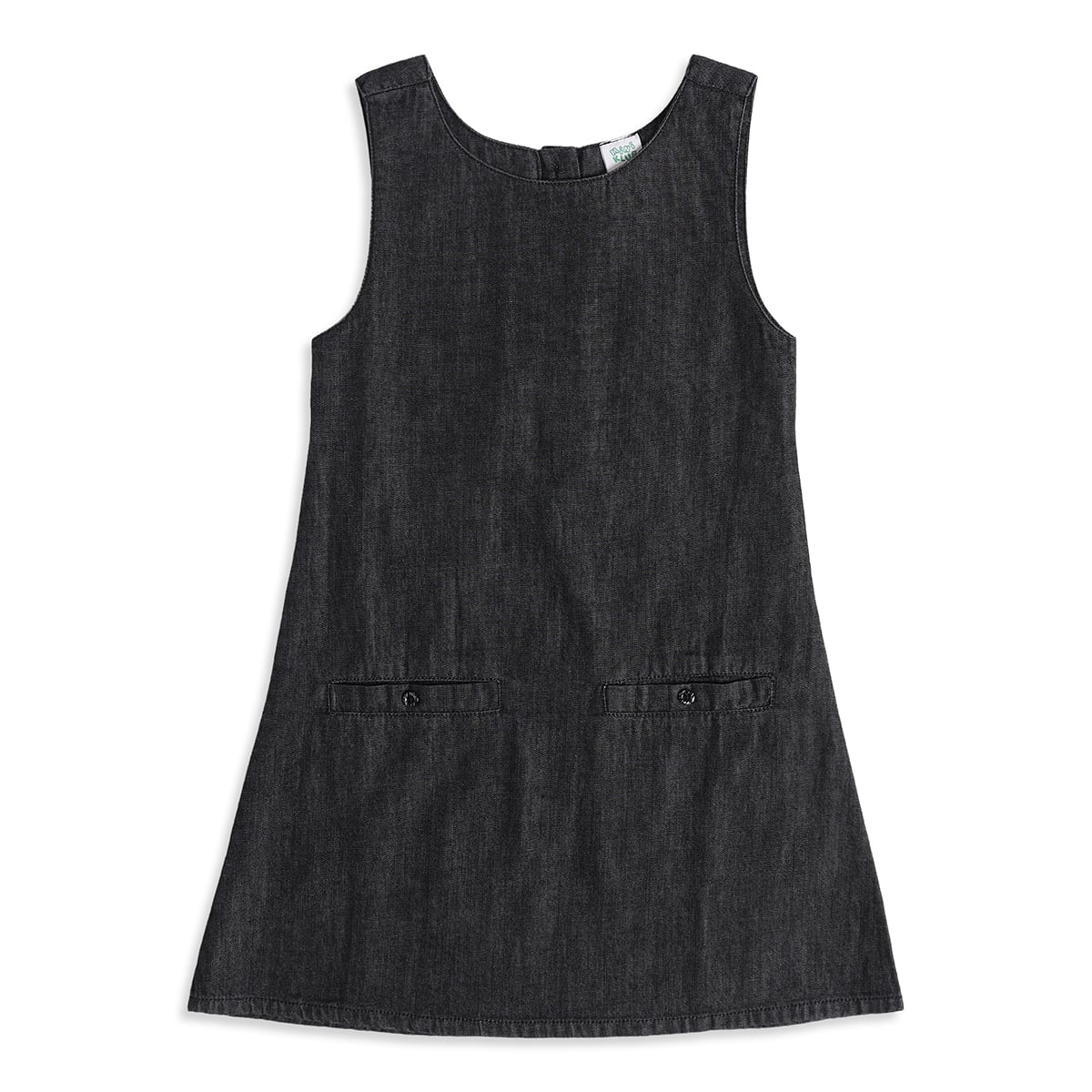 Baby Girls Black and Off-White Cotton Blend Denim Pinafore Set Regular Fit Casual Wear