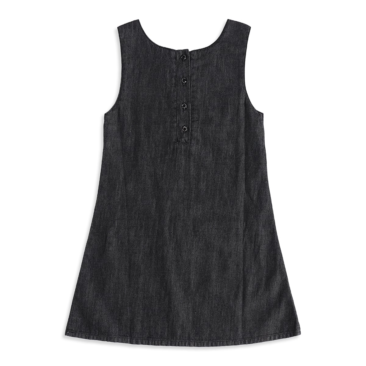 Baby Girls Black and Off-White Cotton Blend Denim Pinafore Set Regular Fit Casual Wear